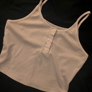Women's Ribbed Beige Tank Top